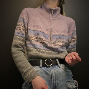 Eddie Bauer vintage angora rabbit zip sweater